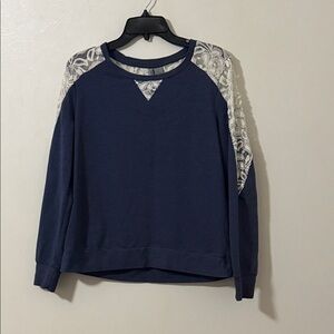 Women's ND Weekend Navy Sweatshirt with Lace Detail Large